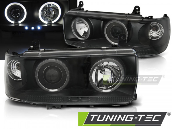 Upgrade Angel Eyes Scheinwerfer für Toyota Land Cruiser FJ80 90-97 schwarz